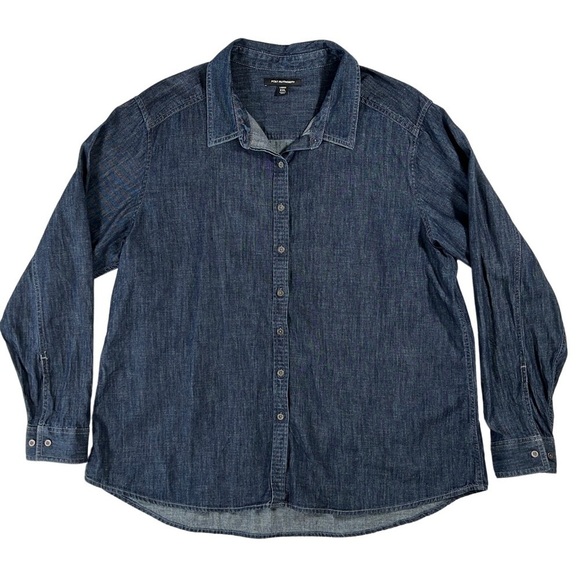 Port Authority XXL Denim Chambray 100% Cotton Button-Up Top Layering Blouse - Picture 1 of 7